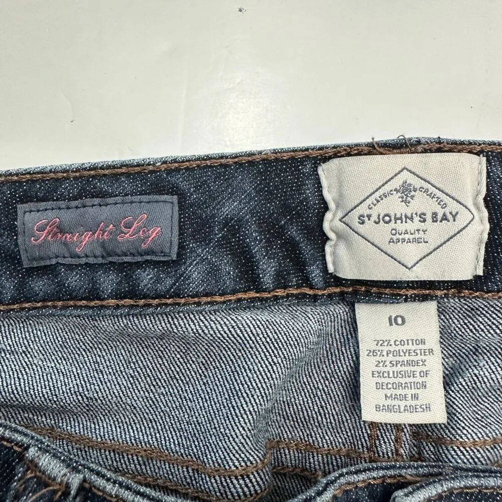 St. John's‎ Bay Straight Leg Women's size 10 Dark Wash Blue Denim Jeans